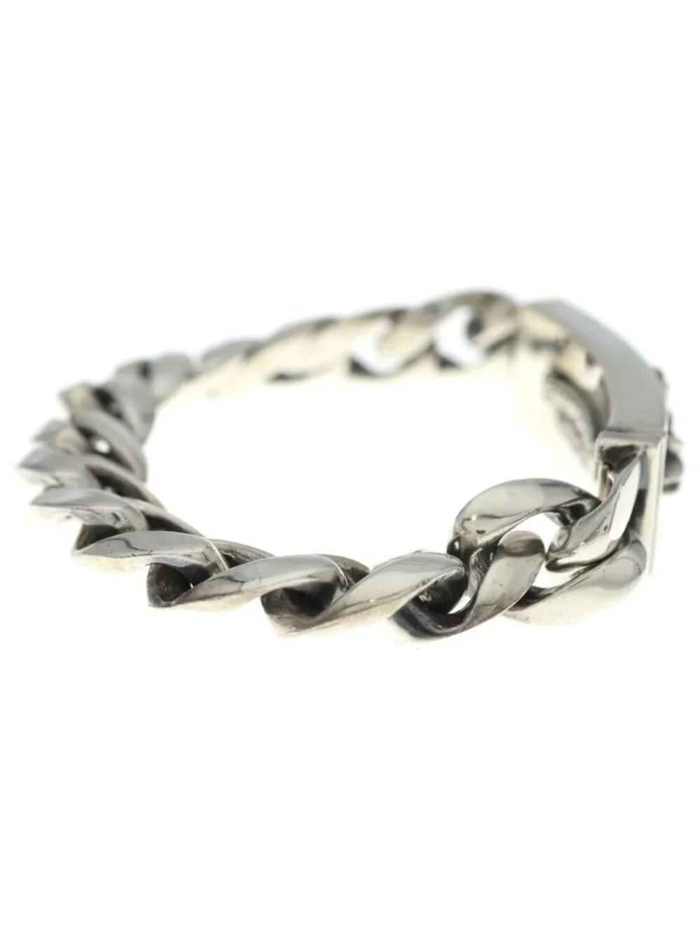 Chrome Hearts ID Floral Crs Cross ID Classic Link Bracelet Silver
